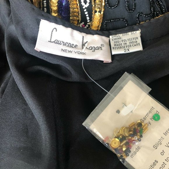 Vintage Laurence Kazar Silk Beaded Sequin Evening - Picture 5 of 9